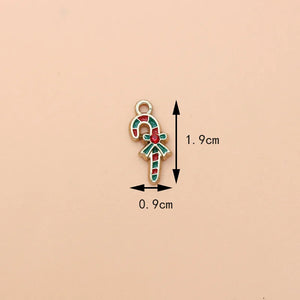 10pcs Christmas Crutch Enamel DIY Charms for Jewelry Making