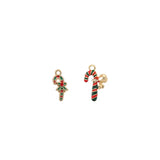 10pcs Christmas Crutch Enamel DIY Charms for Jewelry Making