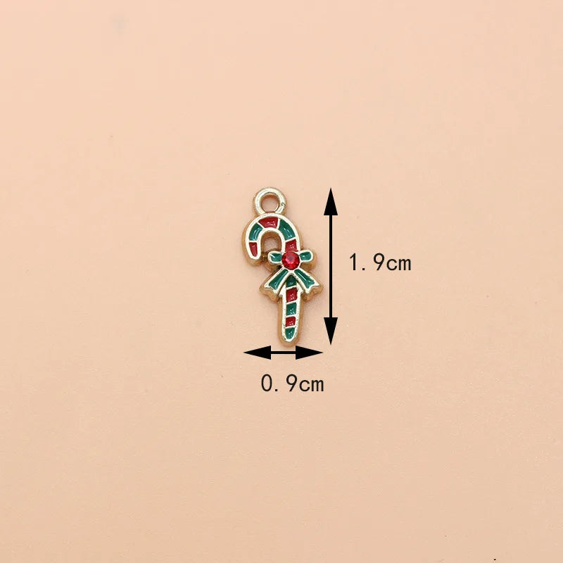 10pcs Christmas Crutch Enamel DIY Charms for Jewelry Making