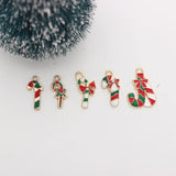 10pcs Christmas Crutch Enamel DIY Charms for Jewelry Making