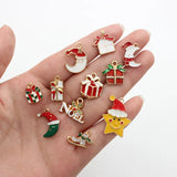 10pcs Christmas Star Moon Enamel DIY Charms for Jewelry Making