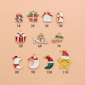 10pcs Christmas Star Moon Enamel DIY Charms for Jewelry Making