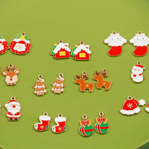 10pcs Christmas Ginger Stockings Deer Enamel DIY Charms for Bag Earring Necklace