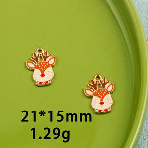 10pcs Christmas Ginger Stockings Deer Enamel DIY Charms for Bag Earring Necklace