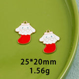 10pcs Christmas Ginger Stockings Deer Enamel DIY Charms for Bag Earring Necklace