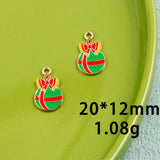 10pcs Christmas Ginger Stockings Deer Enamel DIY Charms for Bag Earring Necklace