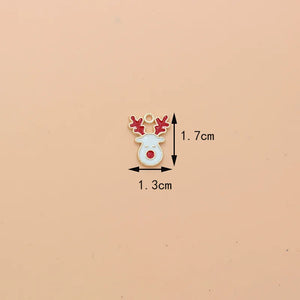 10pcs Christmas Reindeer Enamel Charms DIY Bag Earring Necklace Jewelry Making