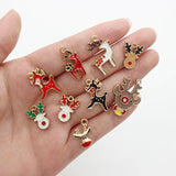 10pcs Christmas Reindeer Enamel Charms DIY Bag Earring Necklace Jewelry Making