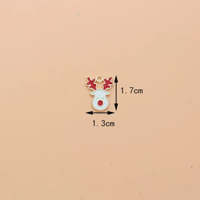 10pcs Christmas Reindeer Enamel Charms DIY Bag Earring Necklace Jewelry Making