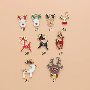10pcs Christmas Reindeer Enamel Charms DIY Bag Earring Necklace Jewelry Making