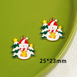 10pcs Christmas Santa Tree Snowman Enamel DIY Charms for Bag Earring Necklace