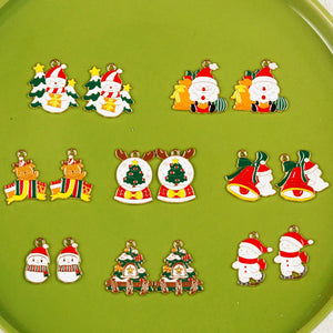 10pcs Christmas Santa Tree Snowman Enamel DIY Charms for Bag Earring Necklace