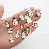 10pcs Christmas Snowman Enamel Charms for DIY Earring Necklace Making