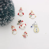 10pcs Christmas Snowman Enamel Charms for DIY Earring Necklace Making