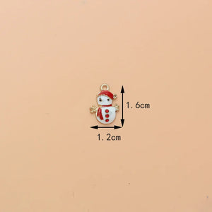 10pcs Christmas Snowman Enamel Charms for DIY Earring Necklace Making