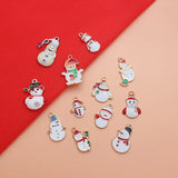 10pcs Christmas Snowman Enamel Charms for DIY Earring Necklace Making