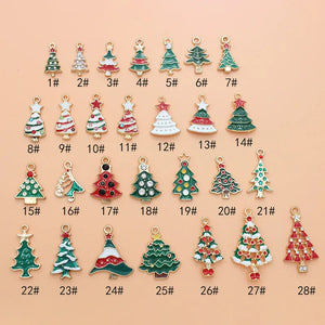 10pcs Christmas Tree Enamel DIY Charms for Jewelry Making Pendant