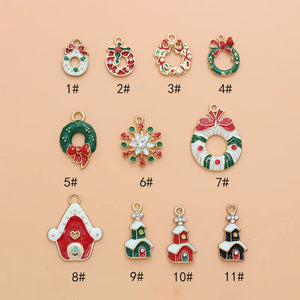 10pcs Christmas House Enamel Charms for Jewelry Making DIY Pendant