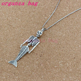 10pcs Mermaid Body Skull Charms Pendant Necklaces with Chains