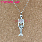10pcs Mermaid Body Skull Charms Pendant Necklaces with Chains