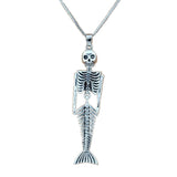 10pcs Mermaid Body Skull Charms Pendant Necklaces with Chains