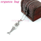 10pcs Mermaid Body Skull Charms Pendant Necklaces with Chains