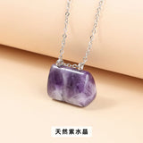 10pcs Natural Stone Mini Bag Pendant Healing Crystal Reiki Handbag Gemstone Neck