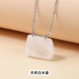10pcs Natural Stone Mini Bag Pendant Healing Crystal Reiki Handbag Gemstone Neck