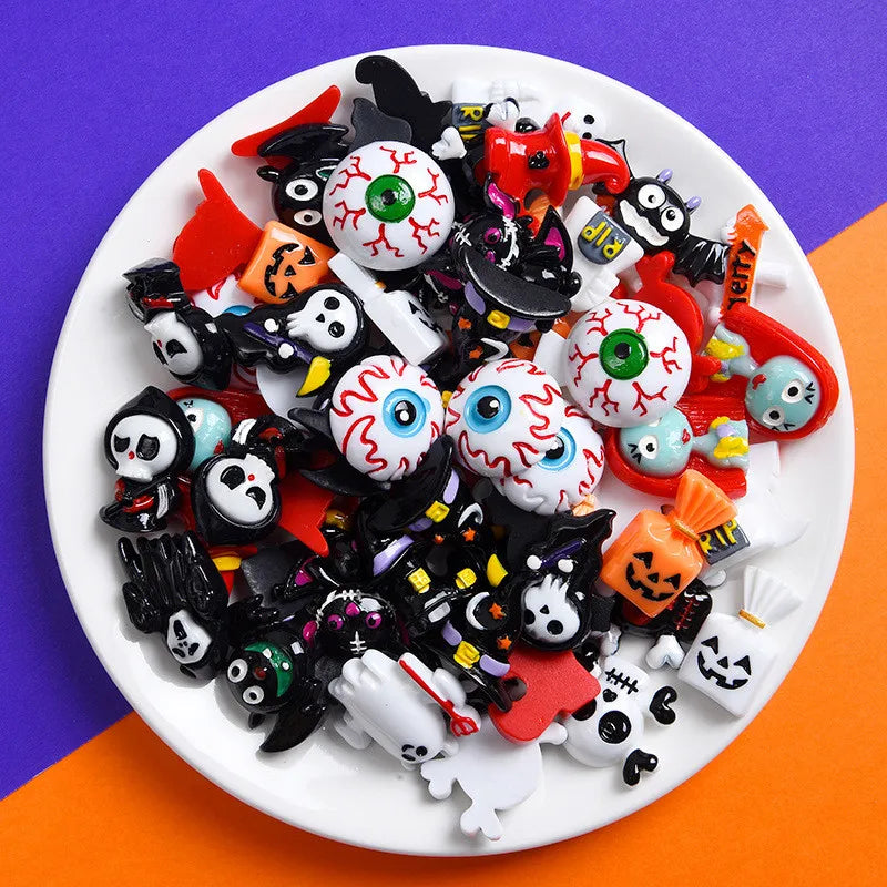 10pcs Halloween Resin Flatback Patch for DIY Phone Case Hairpin Earrings