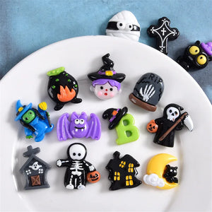 10pcs Halloween Ghost Skull Spider Resin Patch DIY Craft Making R178