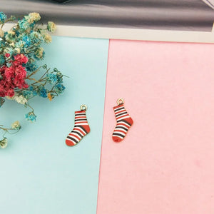 10pcs Enamel Striped Socks Pendants Charms Metal Charms DIY Earring Accessories