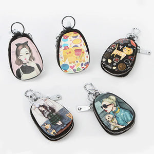 11 Colors Painted Women Girls Key Bag PU Leather Key Wallets