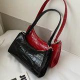 Crocodile Pattern Girls Underarm Bags PU Leather Zipper Handbags For Lady