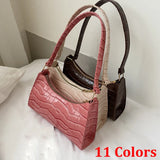 Crocodile Pattern Girls Underarm Bags PU Leather Zipper Handbags For Lady