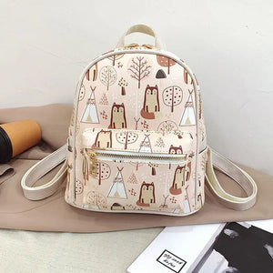 11 Inch Women Backpack, Cute Animal Print Schoolbag for Teenager