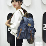 Lady Denim Vintage Backpack Female Casual Travel Bag