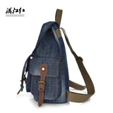 Lady Denim Vintage Backpack Female Casual Travel Bag