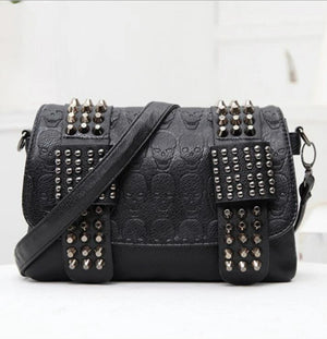 Lady Rivet Skull Print Shoulder Bag Flap Bag