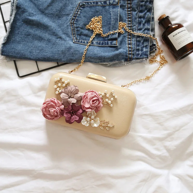 Women Flowers Clutch Bag Lady Evening Bag