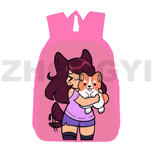12/16 Inch Aphmau Backpacks for Teen Girls 3D Anime Pink