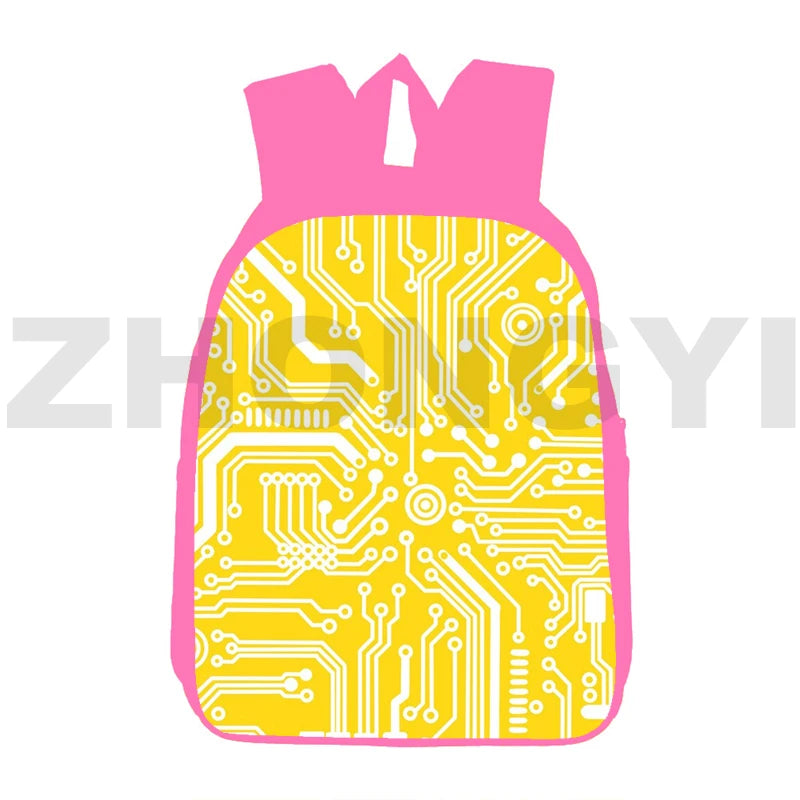 16 Inch Electronic Chip Backpack Schoolbag Anime Pink Bookbag Laptop