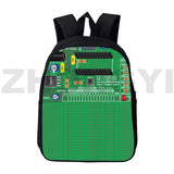 12/16 Inch Circuit Chip Schoolbag 3D Print Electronic Chip Backpack Bag