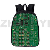 12/16 Inch Circuit Chip Schoolbag 3D Print Electronic Chip Backpack Bag