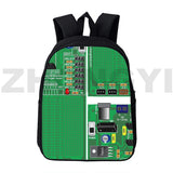 12/16 Inch Circuit Chip Schoolbag 3D Print Electronic Chip Backpack Bag