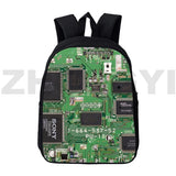 12/16 Inch Circuit Chip Schoolbag 3D Print Electronic Chip Backpack Bag
