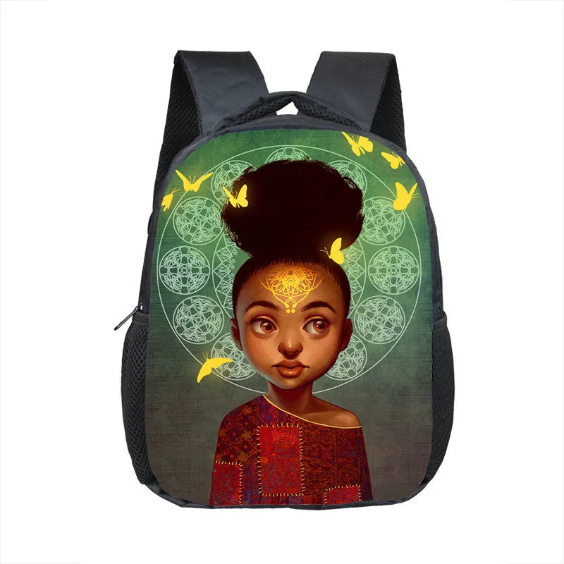 12 Inch Afro Girl Kindergarten School Bag