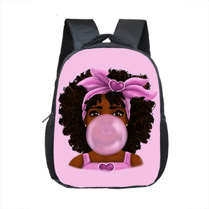 12 Inch Afro Girl Kindergarten School Bag