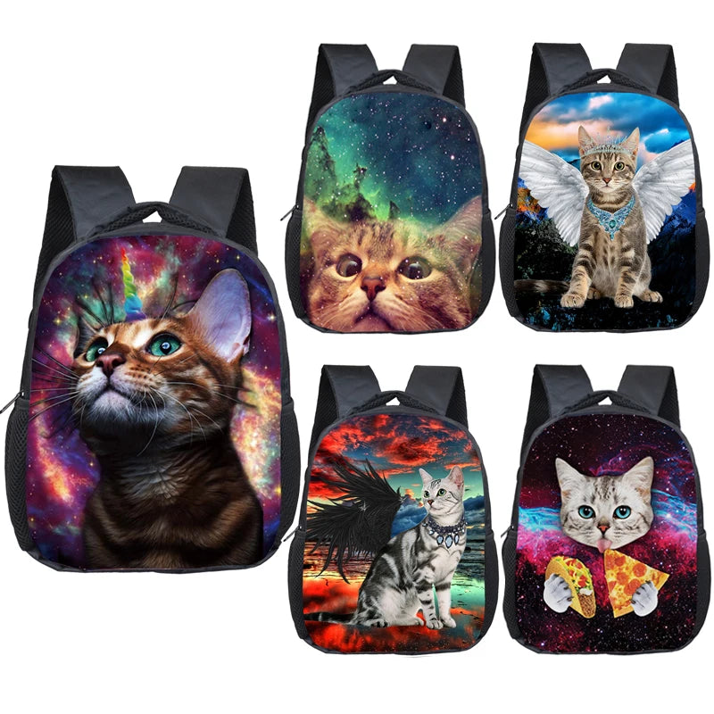 12" Galaxy Angel Cat Backpack for Kids