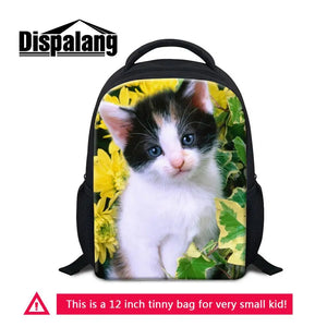 12 Inch Mini Backpack Kid Girl Polyester School Bags Animal Cat Printing