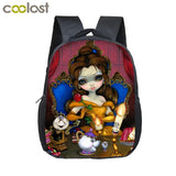 12'' Gothic Girl Print Backpack for Kids, Kindergarten School Bag
